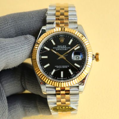 Clean Factory Rolex Datejust 2836-2 Black Face Watch 41mm